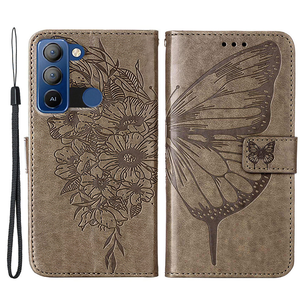 YB Imprinting Series-4 For Tecno Pop 5 LTE 4G Anti-drop Phone Cover Stand Butterfly Flower Imprinted Wallet Phone Case YB Imprinting Series-4 For Tecno Pop 5 LTE 4G Anti-drop Phone Cover Stand Butterfly Flower Imprinted Wallet Phone Case